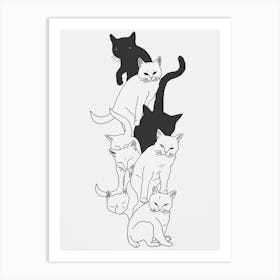 Stack Of Cat Line Drawing 2 Art Print