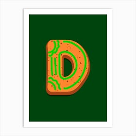 Gingerbread Christmas Letters Living Room Holiday Display Green 04 Art Print