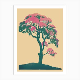 Teak Tree Colourful Illustration 1 Art Print