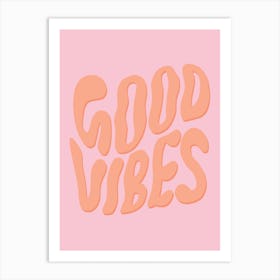 Retro Good Vibes Apricot Orange Art Print