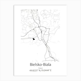 Bielsko Biala,Poland Minimalist Map Art Print