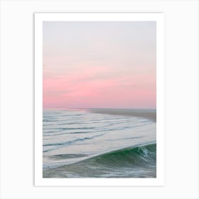 Filey Beach, North Yorkshire Pink Photography 1 Art Print