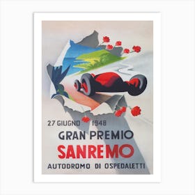 Gran Premio Sanremo Italy Vintage Car Race Poster Art Print