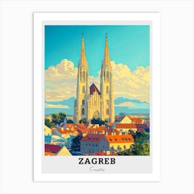 Zagreb Cathedral Travel Art Print