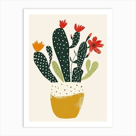 Christmas Cactus Plant Minimalist Illustration 12 Art Print