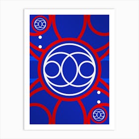 Geometric Abstract Glyph in White on Red and Blue Array n.0029 Art Print