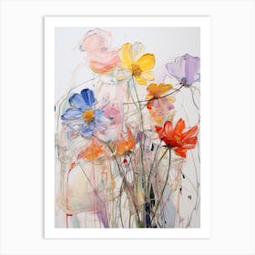 Abstract Flower Painting Cosmos 3 Art Print