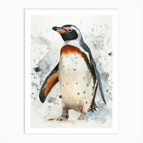 Humboldt Penguin Carcass Island Watercolour Painting 2 Art Print