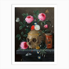 Vanitas Skull And Rose Still Life; Jan Van Kessel Art Print