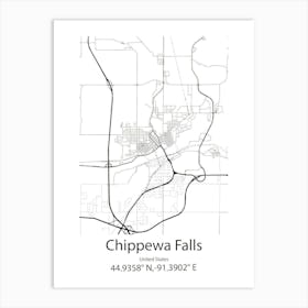 Chippewa Falls,United States Minimalist Map Art Print