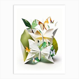 Butterflies In Botanical Gardens Origami Style 1 Art Print