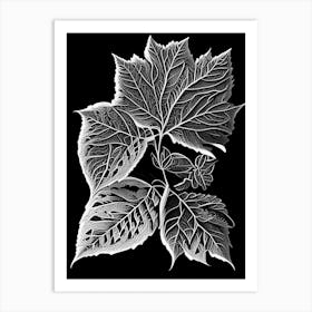 Raspberry Leaf Linocut 4 Art Print