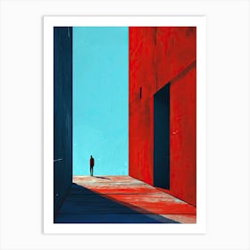 Man In A Red Building Art Print