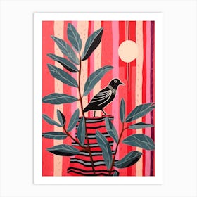 Pink And Red Plant Illustration Zz Plant 2 Art Print