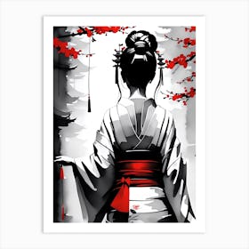 Traditional Japanese Art Style Geisha Girl 6 Art Print