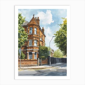 Barnet London Borough   Street Watercolour 2 Art Print
