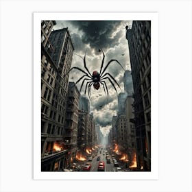 The Towering Beast: The Giant Spider Climactic Skyscraper Battle Art Print