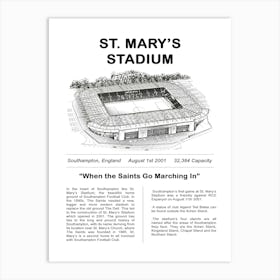 St Mary’S Stadium Art Print