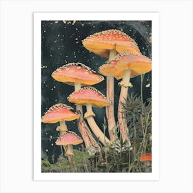 Retro Kitsch Mushroom Collage 1 Art Print