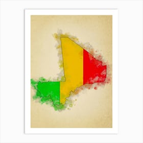 Mali Flag Vintage Art Print