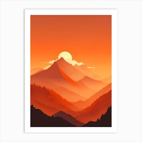 Misty Mountains Vertical Composition In Orange Tone 257 Art Print