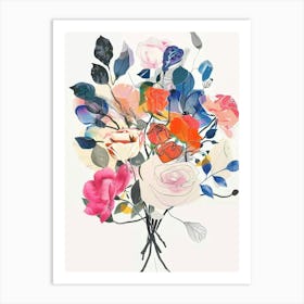 Rose 2 Collage Flower Bouquet Art Print