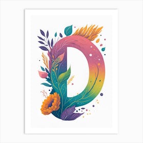 Colorful Letter D Illustration 14 Art Print