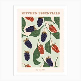 Blackberry & Leaves Tile Illustration Poster Art Print