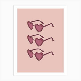 Pink Heart Sunglasses Art Print