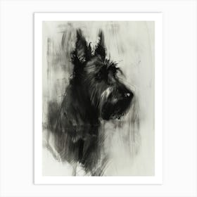 Berger Picard Dog Charcoal Line 1 Art Print