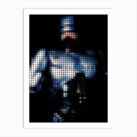 Robocop In A Pixel Dots Art Style Art Print