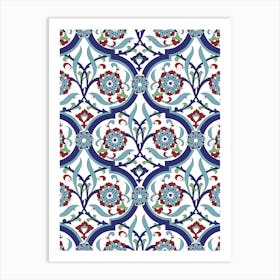 Turkish Tile Pattern — Iznik Turkish pattern, floral decor Art Print