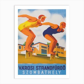 Swimming Race Vintage Poster Art Print