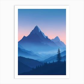 Misty Mountains Vertical Composition In Blue Tone 6 Art Print