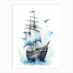 Sailing Ships Watercolor Painting (26) Art Print