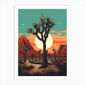  Retro Illustration Of A Joshua Tree At Dusk 4 Art Print