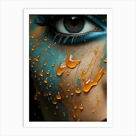 Water Drops On Face Art Print