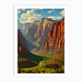 Zion National Park United States Of America Vintage Poster Art Print