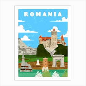 Romania — Retro travel minimalist art poster 1 Art Print