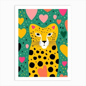 Geometric Leopard Heart Art Art Print