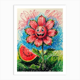 Watermelon Flower Art Print