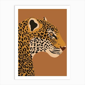 Jungle Safari Leopard on Brown Art Print
