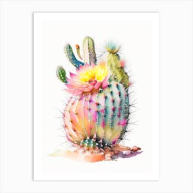 Pincushion Cactus Storybook Watercolours Art Print