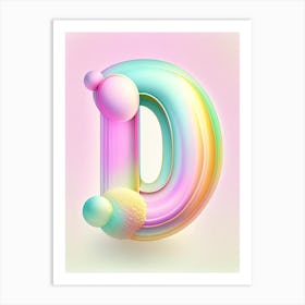 D, Alphabet Bubble Rainbow 1 Art Print