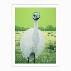 Ohara Koson Inspired Bird Painting Emu 2 Art Print