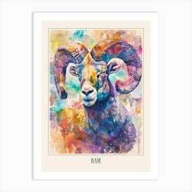 Ram Colourful Watercolour 3 Poster Art Print