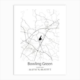 Bowling Green,United States Minimalist Map Art Print