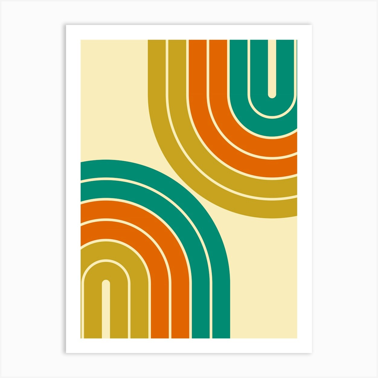 Midcentury Modern Geometric Rainbow Ic In Vintage Teal Terracotta Gold 01 Art Print by NineFlorals