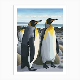 Emperor Penguin Boulders Beach Simons Town Minimalist Illustration 2 Art Print