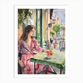 At A Cafe In Izmir Turkey Watercolour Art Print